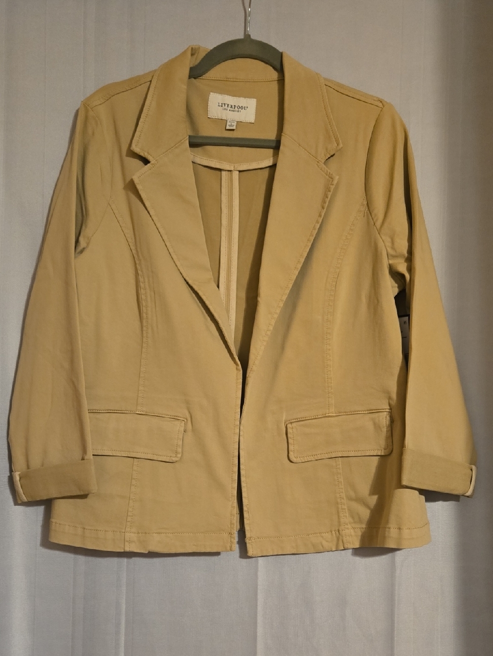 Liverpool Womens Khaki Fitted Stretch Blazer Jacket Petite Large NWT